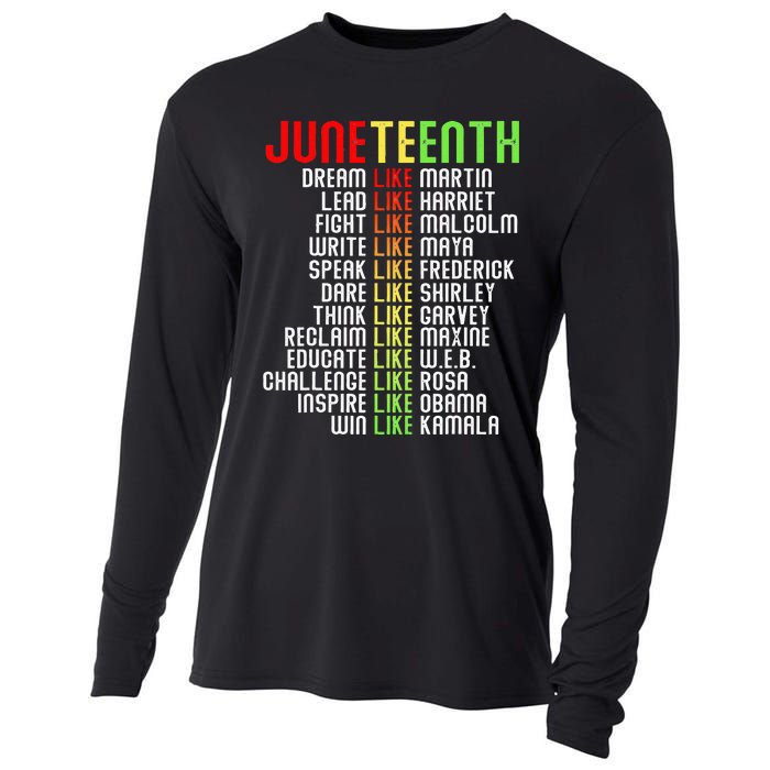 Juneteenth Dream Like Leaders Black Cooling Performance Long Sleeve Crew