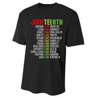 Juneteenth Dream Like Leaders Black Performance Sprint T-Shirt