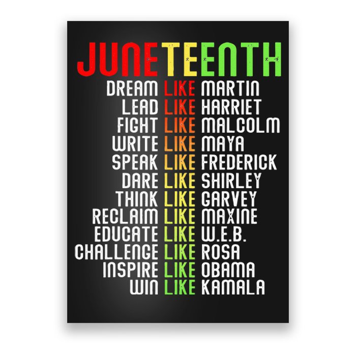 Juneteenth Dream Like Leaders Black Poster