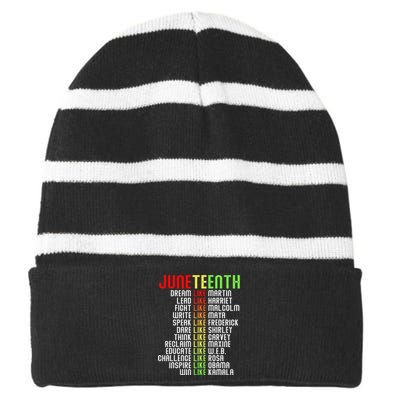 Juneteenth Dream Like Leaders Black Striped Beanie with Solid Band