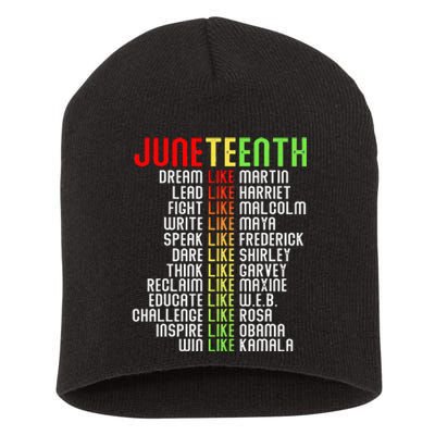 Juneteenth Dream Like Leaders Black Short Acrylic Beanie