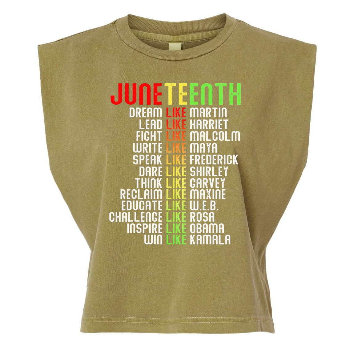 Juneteenth Dream Like Leaders Black Garment-Dyed Women's Muscle Tee