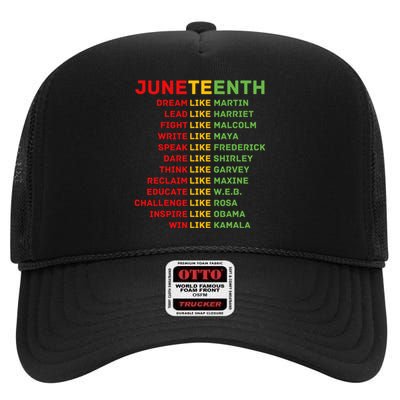 Juneteenth Dream Like Leaders Black Men Women Boy Girl Fun High Crown Mesh Back Trucker Hat