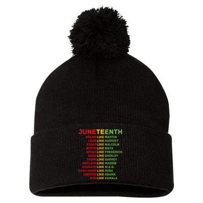 Juneteenth Dream Like Leaders Black Men Women Boy Girl Fun Pom Pom 12in Knit Beanie