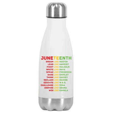 Juneteenth Dream Like Leaders Black Men Women Boy Girl Fun Stainless Steel Insulated Water Bottle