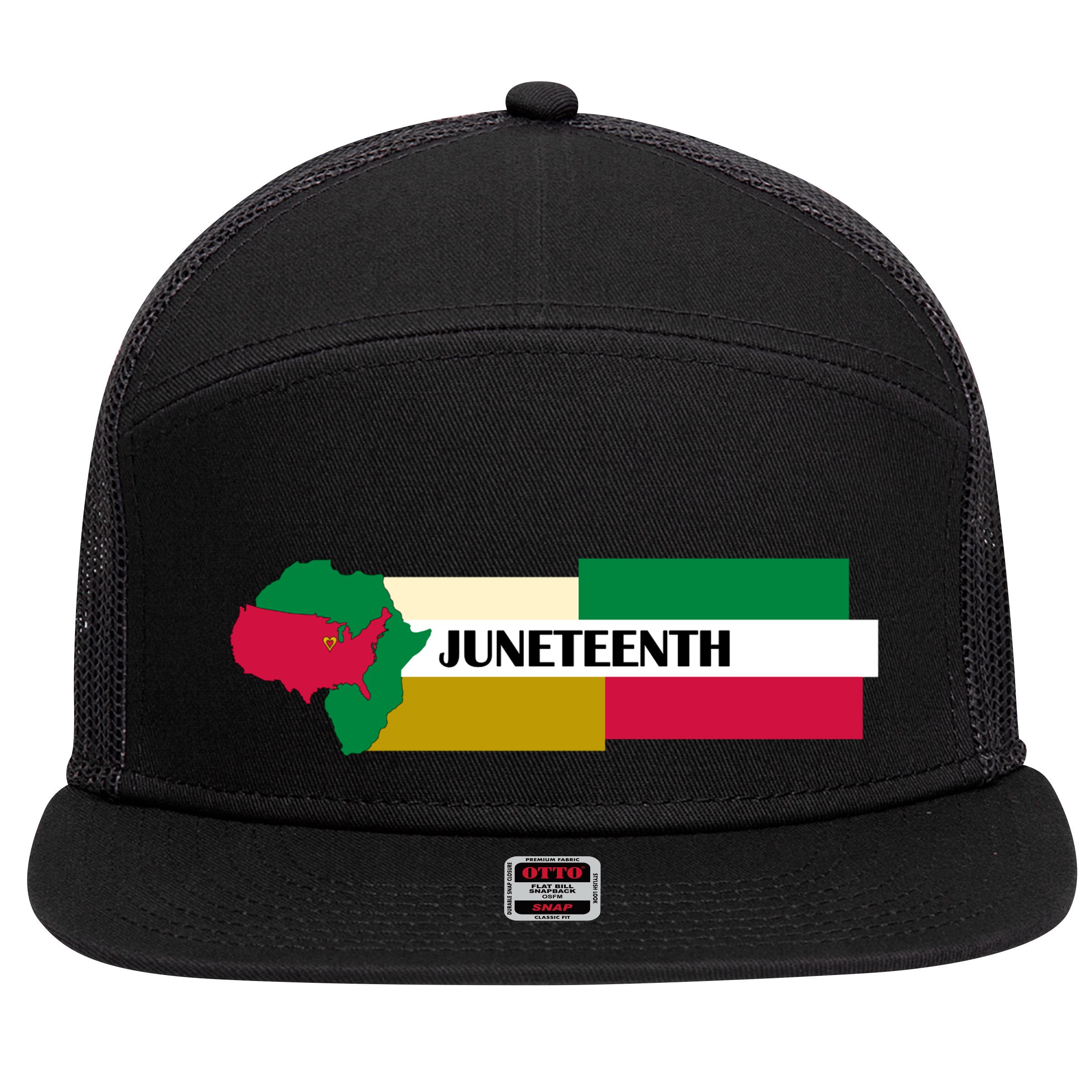 Juneteenth Day Map 7 Panel Mesh Trucker Snapback Hat