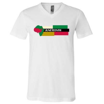 Juneteenth Day Map V-Neck T-Shirt