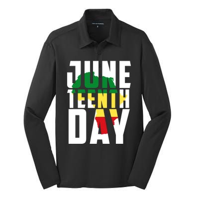 Juneteenth Day Map Silk Touch Performance Long Sleeve Polo