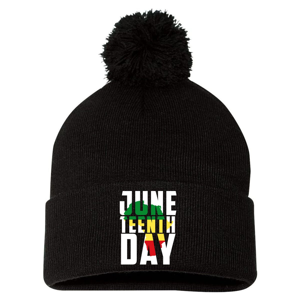 Juneteenth Day Map Pom Pom 12in Knit Beanie