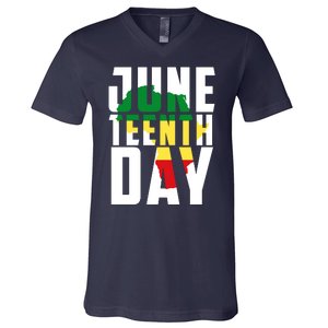 Juneteenth Day Map V-Neck T-Shirt