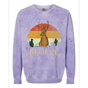 Jackrabbit Desert Mountain Cactus Sunshine Believe Jackalope Colorblast Crewneck Sweatshirt