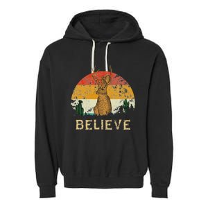 Jackrabbit Desert Mountain Cactus Sunshine Believe Jackalope Garment-Dyed Fleece Hoodie