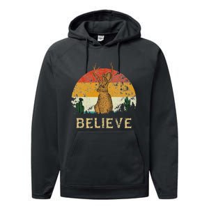 Jackrabbit Desert Mountain Cactus Sunshine Believe Jackalope Performance Fleece Hoodie