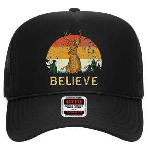 Jackrabbit Desert Mountain Cactus Sunshine Believe Jackalope High Crown Mesh Back Trucker Hat