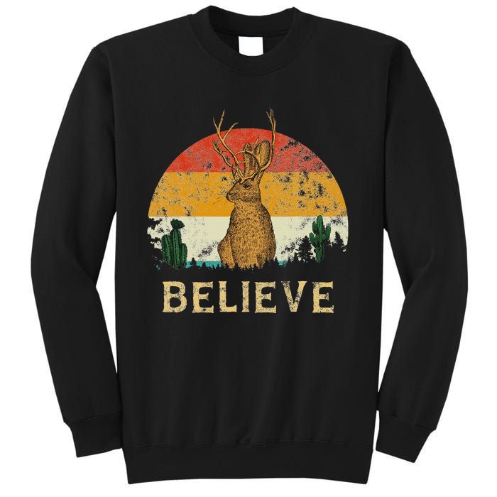 Jackrabbit Desert Mountain Cactus Sunshine Believe Jackalope Sweatshirt