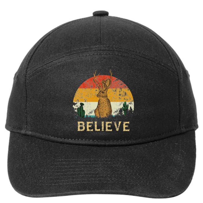 Jackrabbit Desert Mountain Cactus Sunshine Believe Jackalope 7-Panel Snapback Hat