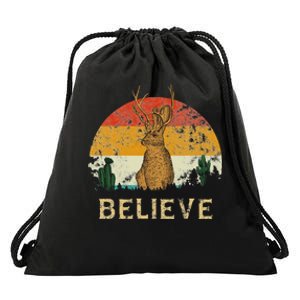 Jackrabbit Desert Mountain Cactus Sunshine Believe Jackalope Drawstring Bag