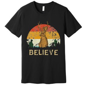 Jackrabbit Desert Mountain Cactus Sunshine Believe Jackalope Premium T-Shirt