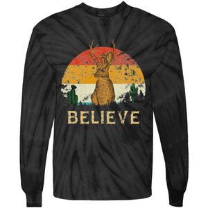 Jackrabbit Desert Mountain Cactus Sunshine Believe Jackalope Tie-Dye Long Sleeve Shirt