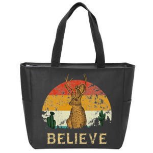 Jackrabbit Desert Mountain Cactus Sunshine Believe Jackalope Zip Tote Bag