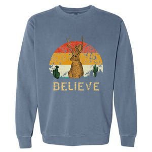 Jackrabbit Desert Mountain Cactus Sunshine Believe Jackalope Garment-Dyed Sweatshirt