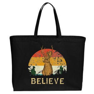 Jackrabbit Desert Mountain Cactus Sunshine Believe Jackalope Cotton Canvas Jumbo Tote