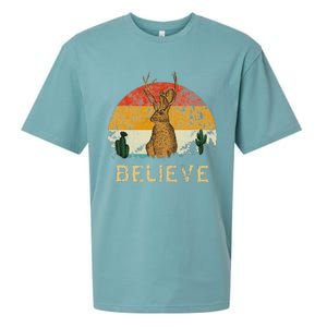 Jackrabbit Desert Mountain Cactus Sunshine Believe Jackalope Sueded Cloud Jersey T-Shirt