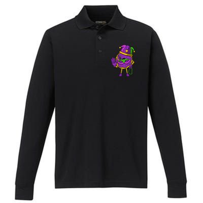 Jester Donut Masquerade Mask Mardi Gras Carnival Parade Meaningful Gift Performance Long Sleeve Polo