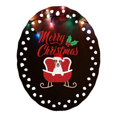 JackRussell Dog Merry Christmas Design For The Holiday Season! Ceramic Oval Ornament