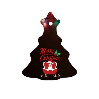 JackRussell Dog Merry Christmas Design For The Holiday Season! Ceramic Tree Ornament