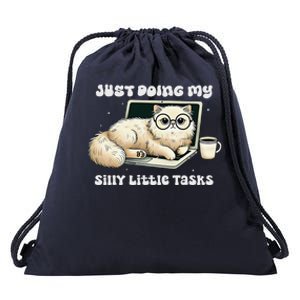 Just Doing My Silly Little Tasks Funny Cute Cat Drawstring Bag