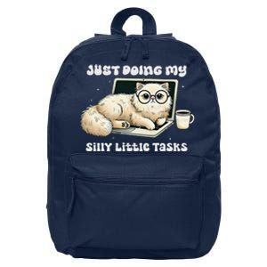 Just Doing My Silly Little Tasks Funny Cute Cat 16 in Basic Backpack