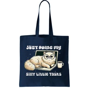 Just Doing My Silly Little Tasks Funny Cute Cat Tote Bag