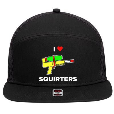 I Love Squirters 7 Panel Mesh Trucker Snapback Hat