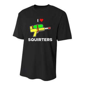 Justin Danger Nunley I Love Squirters Youth Performance Sprint T-Shirt