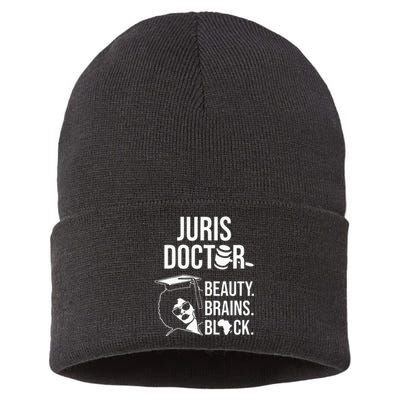 Juris Doctor of Jurisprudence Black Law School Graduation Sustainable Knit Beanie