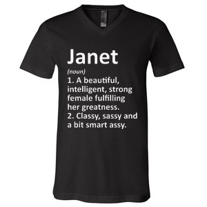 Janet Definition Personalized Name Funny Christmas Gift V-Neck T-Shirt