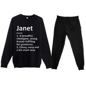 Janet Definition Personalized Name Funny Christmas Gift Premium Crewneck Sweatsuit Set