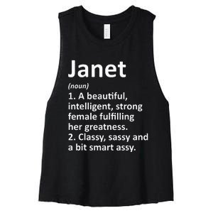 Janet Definition Personalized Name Funny Christmas Gift Women's Racerback Cropped Tank