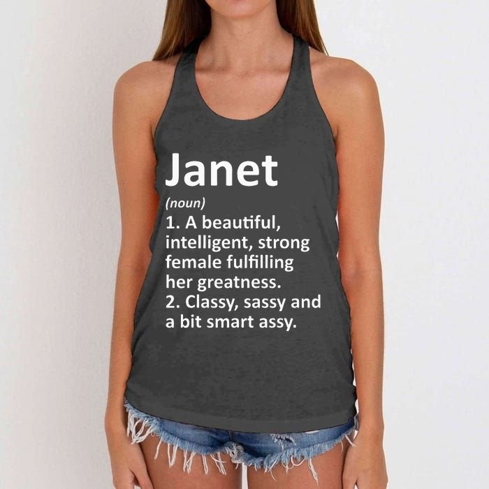 Janet Definition Personalized Name Funny Christmas Gift Women's Knotted Racerback Tank