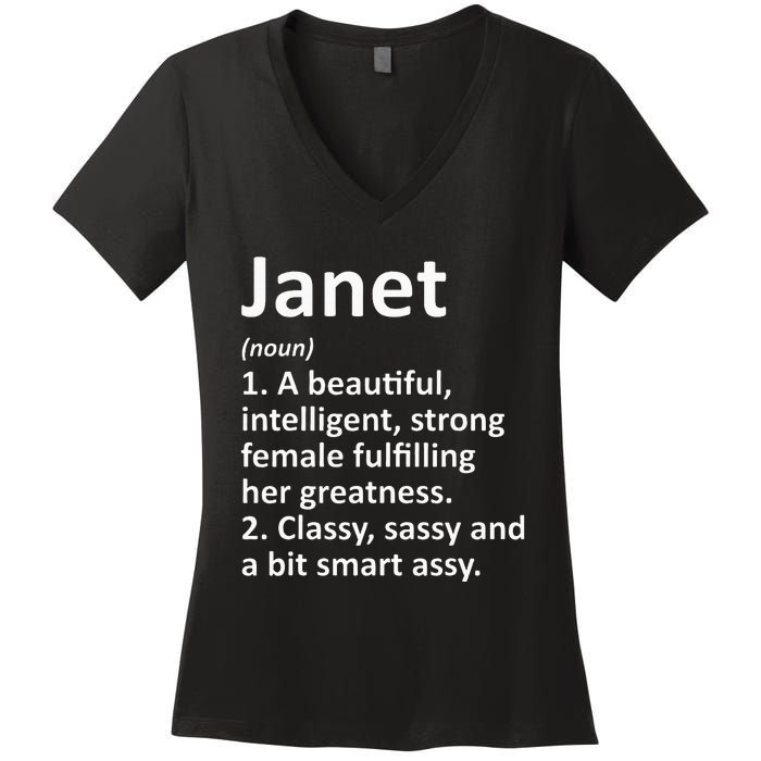 Janet Definition Personalized Name Funny Christmas Gift Women's V-Neck T-Shirt