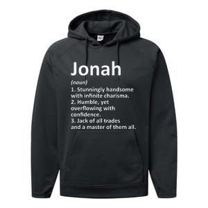 Jonah Definition Personalized Name Funny Birthday Gift Idea Performance Fleece Hoodie