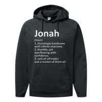 Jonah Definition Personalized Name Funny Birthday Gift Idea Performance Fleece Hoodie