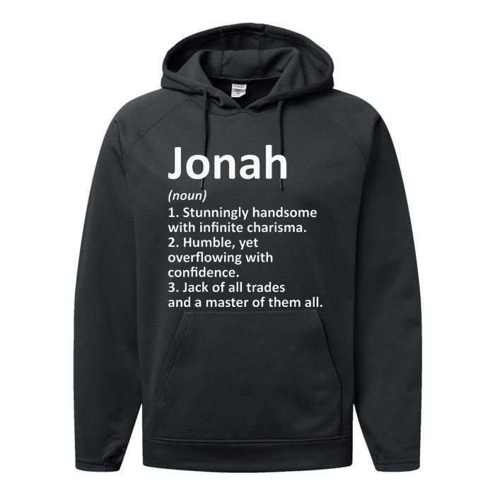 Jonah Definition Personalized Name Funny Birthday Gift Idea Performance Fleece Hoodie