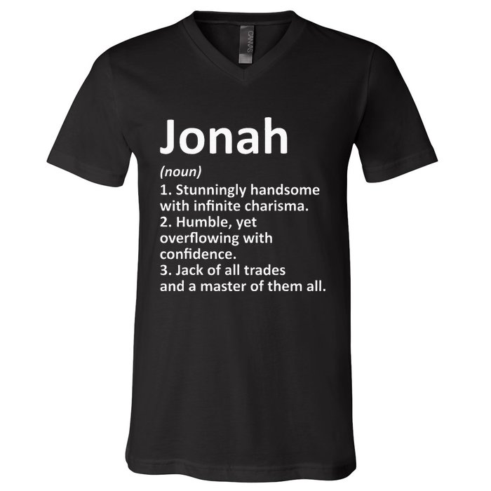 Jonah Definition Personalized Name Funny Birthday Gift Idea V-Neck T-Shirt