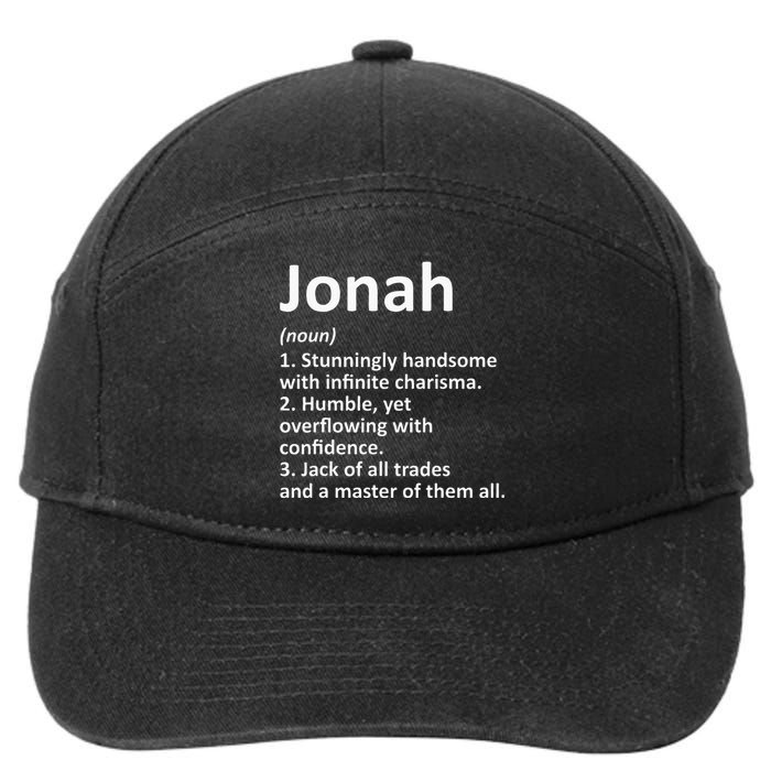 Jonah Definition Personalized Name Funny Birthday Gift Idea 7-Panel Snapback Hat