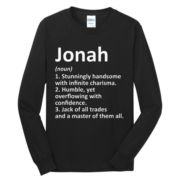 Jonah Definition Personalized Name Funny Birthday Gift Idea Tall Long Sleeve T-Shirt