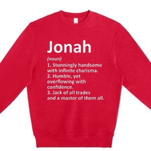 Jonah Definition Personalized Name Funny Birthday Gift Idea Premium Crewneck Sweatshirt