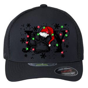 Joy Dog Paw Print Merry Christmas Dog Lover Gift Flexfit Unipanel Trucker Cap