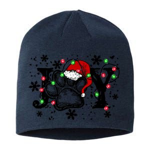 Joy Dog Paw Print Merry Christmas Dog Lover Gift Sustainable Beanie